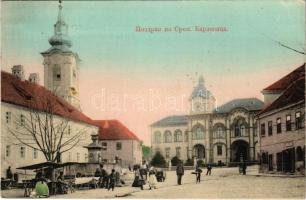 1911 Karlóca, Karlowitz, Sremski Karlovci; Szerb főgimnázium, piac / Serbian grammar school, market