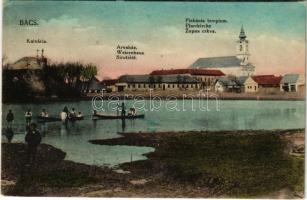 1918 Bács, Batsch, Bac; Kálvária, Árvaház, Plébániatemplom / calvary, orphanage, parish church (EK)