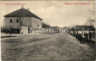 1917 Topolya, Bácstopolya, Bács-Topolya, Backa Topola; Gróf Zichy N. János utca. Wilheim Miksa kiadása / street view + Topolyai honvéd hadikórház katonai ápolás (EB)