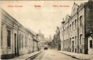 Újvidék, Novi Sad; Thököly Imre utca, zsinagóga, Hemler Péter bútorraktára, üzlet. Ábrahám János kiadása / street view, synagogue, furniture store, shop (EK)