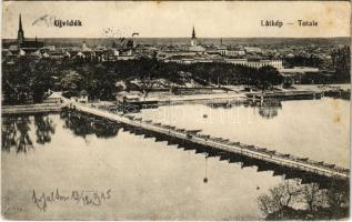 1915 Újvidék, Novi Sad; látkép, pontonhíd. Klein Mariska kiadása / general view, pontoon bridge (EK)