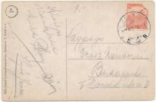 1917 Zimony, Semlin, Zemun; Spomenik / Millenium Denkmal / Millenniumi emlékmű. Vasúti levelezőlapár...