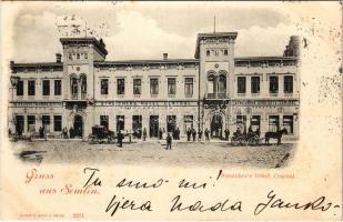 1898 (Vorläufer) Zimony, Semlin, Zemun; Streicher's Hotel Central / Központi szálloda, kávéház és étterem, színház / hotel, café and restaurant, theatre (fl)