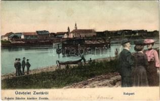 Zenta, Senta; Rakpart. Fekete Sándor kiadása / quay, riverside (szakadás / tear)