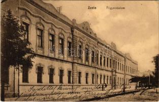 1919 Zenta, Senta; Főgimnázium. Özv. Szlávikné kiadása / grammar school (lyuk / hole)
