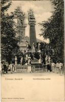 1913 Zenta, Senta; Szentháromság szobor. Fekete Sándor kiadása / Holy Trinity statue (kis szakadás / small tear)