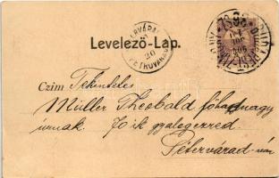 1900 Szabadka, Subotica; Fürdő utca, Szentháromság szobor, üzletek. Heumann Mór kiadása / street vie...