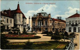 1915 Szabadka, Subotica; Csokonai tér, Nemzeti kaszinó, Honvéd emlékmű. Vig Zsigmond Sándor kiadása / square, casino, monument (EK)