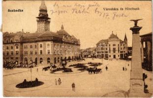 1920 Szabadka, Subotica; Városháza és Hitelbank. Vasúti levelezőlapárusítás 2954. / town hall, bank (EB)