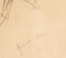 Olvashatatlan (Kohán?) jelzéssel: Portré. Ceruza, papír. Üvegezett fakeretben. 48,5x39 cm