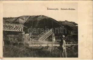 Zaleszczyki, Dniestr-Brücke / Első világháborús osztrák-magyar katona felrobbantott híddal / WWI Austro-Hungarian K.u.K. military, destroyed Dniester bridge. Verlag A. Tennenbaum (Czernowitz) (EK)