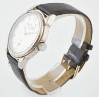 Singer férfi karóra, kvarc, bőr szíjjal, új elemmel, működik d: 34 mm