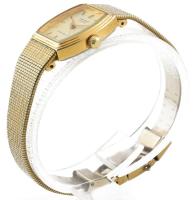 Orient quartz karóra, fém szíjjal, új elemmel, működik, 20x14 mm