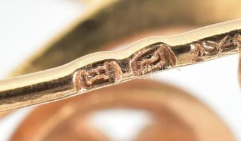 Arany (Au) 14K köves virág bross, jelzett, 2,8×2,4 cm, bruttó: 4,2 g