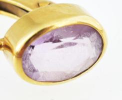 Arany (Au) 14K ametisztköves fülbevalópár, jelzett, 1,7×0,5 cm, bruttó: 2,1 g