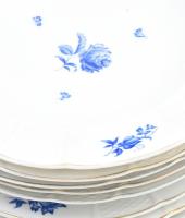 Rosenthal 23 darabos kék virágos készlet. 6 nagytányér, 5 mélytányér, 6 süteményes, 5 szendvicses + ...