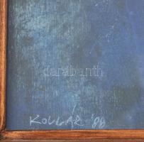 Kollár György (1950-1992): Kékfényű-táj, 1988. Vegyes technika, falemez, jelezve balra lent. Hátolda...