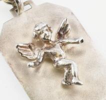 Ezüst(Ag) angyalos kulcstartó, jelzett, h: 9,5 cm, nettó: 8,2 g