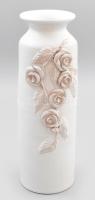 Rózsa plasztikás váza, mázas kerámia, jelzés nélkül, hibátlan, m: 33 cm