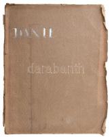 Markó Lajos (1882-?): Dante: Divina Commedia /Inferno/. Markó Lajos 25 eredeti rézkarca. Az előszót Berzeviczy Albert írta hozzá. Rézkarc, papír. Mindegyik jelzett. Többsége számozott (17.), néhány számozás nélkül. A fedlap szerint 25 rézkarcot tartalmaz a mappa, az árverésünkön szerepelő példány 26 db rézkarcot tartalmaz. Lapméret: 30x24 cm. Dante felirattal ellátott, sérült mappában. Gyűjtői ritkaság!