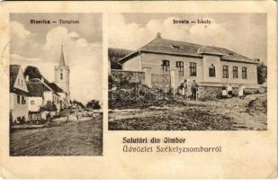 1941 Székelyzsombor, Zsombor, Jimbor; templom és iskola / biserica, scoala / church and school (fa)