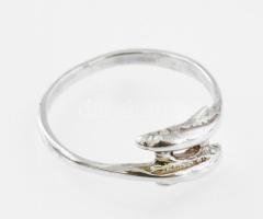 Ezüst(Ag) dupla delfines gyűrű, jelzett, méret: 58, nettó: 1,7 g