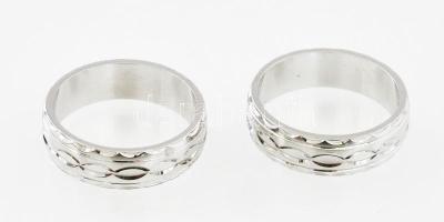 Ezüst(Ag) mintás karikagyűrű, 2 db, méret: 49, nettó: 6 g