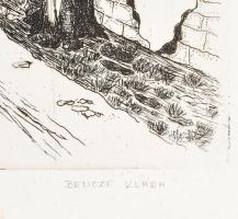 Bencze Klára (1925-): Öreg utca. Rézkarc, papír, jelzett, számozott (1986/XCIII), kissé foltos, fake...