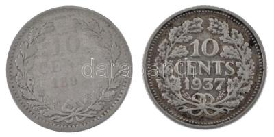 Hollandia 1897. 10c Ag "I. Vilma" + 1937. 10c Ag "I. Vilma" T:XF-F patina 
Neth...