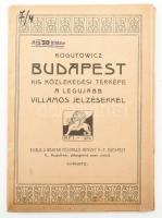 cca 1910 Kogutowicz: Budapest kis közlekedési térképe a legujabb villamos jelzésekkel. Bp., Magyar Földrajzi Intézet Rt., a hajtás mentén szakadással, ragasztott, 50x35 cm