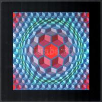 Vasarely Victor (1908-1997): CHEYT-MC-4. Heliogravűr, papír. Neuchatel, Éditions du Griffon kiadása, 1975. 27x27 cm. / Victor Vasarely (1908-1997): CHEYT-MC-4. Photogravure on paper. Neuchatel, Éditions du Griffon, 1975. 27x27 cm.