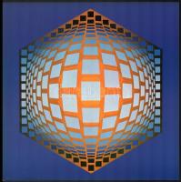 Vasarely Victor (1908-1997): TEGLA-6. Heliogravűr, papír. Neuchatel, Éditions du Griffon kiadása, 1975. 27x27 cm. / Victor Vasarely (1908-1997): TEGLA-6. Photogravure on paper. Neuchatel, Éditions du Griffon, 1975. 27x27 cm.