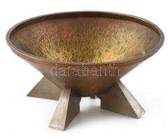 Art deco stílusú iparművész réz kínáló tál. d: 18 cm