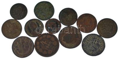 Vegyes 12db-os rézkrajcár tétel ~1760-1860 közti időszakból T:vegyes Mixed 12pcs of copper kreuzer lot around the 1760-1860's C:mixed