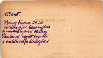 1933 Herczeg Ferenc 70. születésnapján édesanyjával és unokahúgával Herczeg Paulával együtt fogadta ...