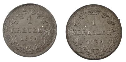 Német Államok / Hessen-Darmstadt 1839. 1kr Ag + 1864. 1kr Ag T:AU,XF ph
German States / Hessen Darm...