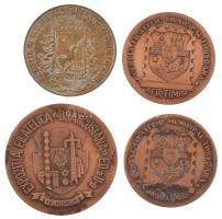 Románia 1984-1986. "Filatéliai kiállítás" kétoldalas bronz emlékérem tétel (4xklf, 60mm és...