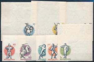 1959 Vívó Világbajnokság (I.) ívsarki vágott sor, pár érték hatalmas ívszéllel (8.000)