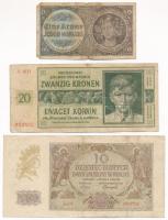 Német Harmadik Birodalom / Cseh-Morva Protektorátus 1940. 1K + Lengyelország / Német megszállás 1940. 10Zl + Német Harmadik Birodalom / Cseh-Morva Protektorátus 1944. 20K T:F,VG German Third Reich / Protectorate of Bohemia and Moravia 1940. 1 Koruna + Poland / German occupation 1940. 10 Zlotych + German Third Reich / Protectorate of Bohemia and Moravia 1944. 20 Korun C:F,VG