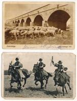 Hortobágy - 4 db RÉGI képeslap, vegyes minőségben