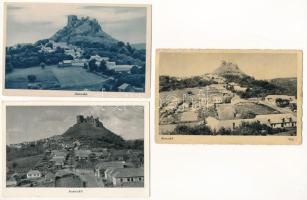 Sátorosbánya, Siatorská Bukovinka; Somoskői vár / Hrad Somoska / castle ruins - 3 db RÉGI képeslap / 3 pre-1945 postcards