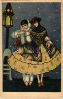 Italian lady art postcard, masquerade ball. Degami 1035.