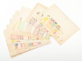 29 db óvodás gyerekek által készített rajz (tiszaszigeti óvodások gyártörténeti múzeumban, illetve könyvtárban tett látogatásáról), lapméret: 21,5x30,5 cm