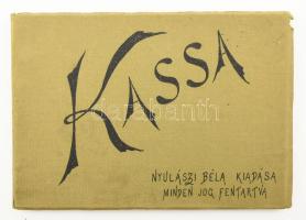 cca 1900 Kassa (Košice), leporelló 16 db fekete-fehér képpel, Nyulászi Béla kiadása. A lapok hátoldalán rengeteg korabeli, ceruzás aláírással. 11x16 cm