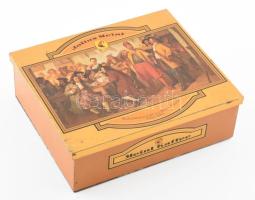 Julius Meinl fémdoboz, kis kopással, 19x16x6 cm