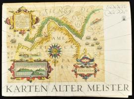 Karten alter Meister nagyméretű karton mappa, benne vegyes XVI-XVIII. századi térképekről készült reprodukciókkal. Mappa mérete: 30x41 cm