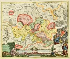 "Karten alter Meister" nagyméretű karton mappa, benne vegyes XVI-XVIII. századi térképekrő...