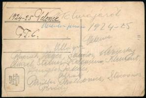 1924-1925 FTC csapattagok aláírása az őket ábrázoló fotó hátoldalán (Héger, Amsel, Kelemen, Takács, Bródy, stb.)