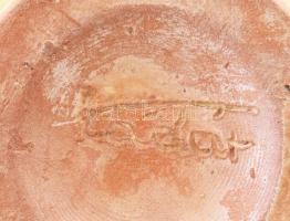 3 darab retro iparművészeti kerámia váza, közte Kádár jelzéssel, kopással, m: 12-29 cm