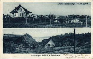 1934 Balatonakarattya, Villanyegyed, Akarattyai kilátó a Balatonra, vasút, Cica villa (EK)